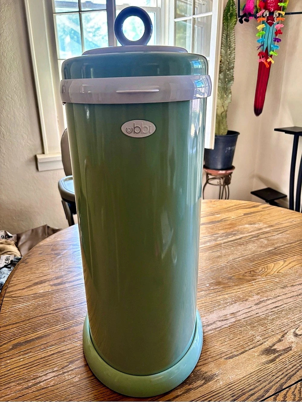 Ubbi Steel Diaper Pail Green & White